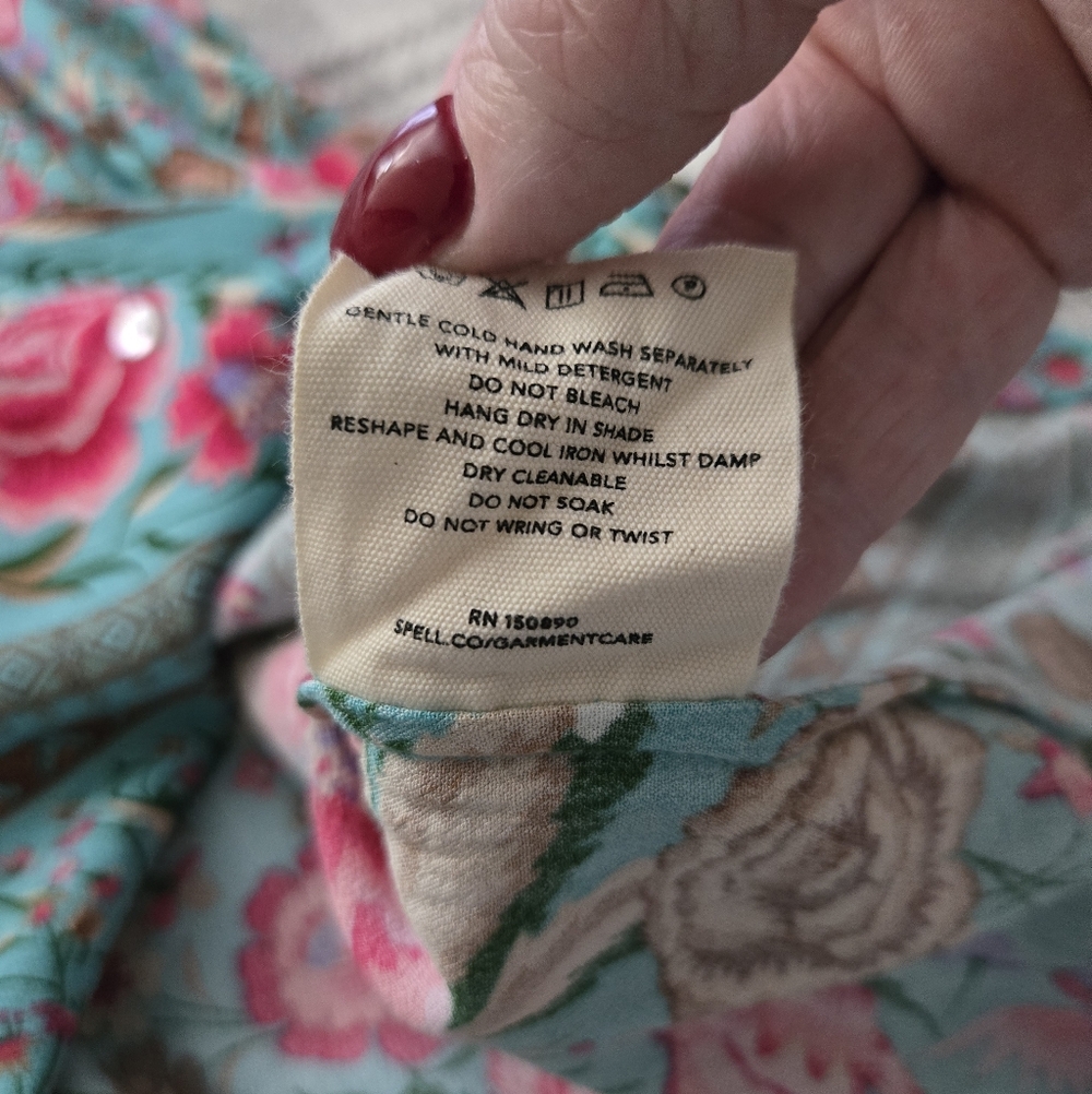 Spell Teal Babushka Blouse SZ XXL + Jasmine Fan NWT 🩵🩷 RESERVED❣️ - Picture 6 of 14